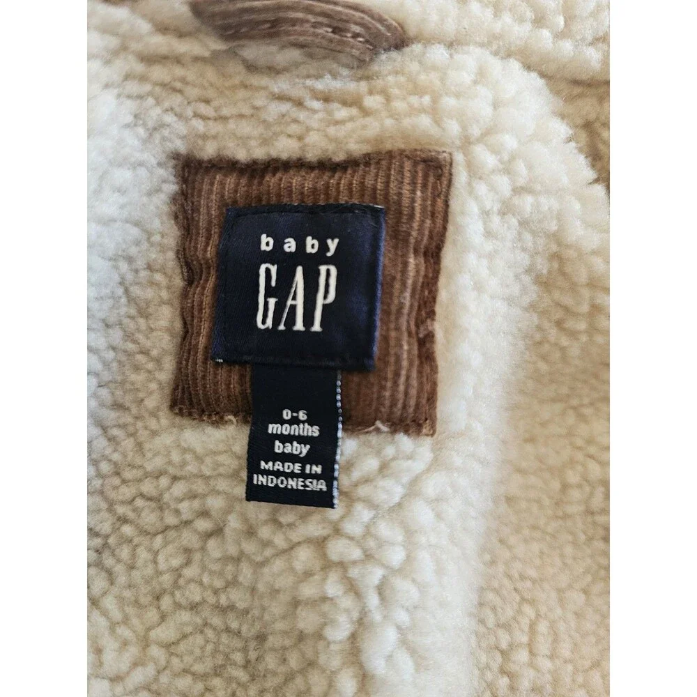 Baby Gap Deep Camel Corduroy Sherpa Lined Winter Coat Jacket Size 0-6M